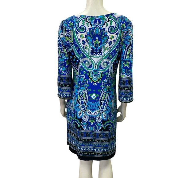Madison Leigh Womens Blue & Green Paisley Print Dress Size 10 - Picture 5 of 6